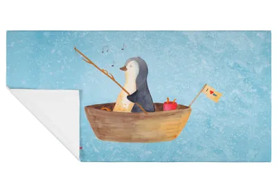 Produktbild von Mr. & Mrs. Panda Flauschtuch Pinguin Angelboot - Eisblau - Geschenk, Handtuch 50x100, Angeln, Optimistisch, frottee, gesichtshandtuch, kleines, Trennung, Boot
