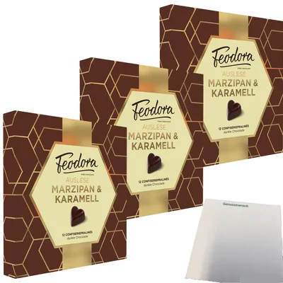 Produktbild von Feodora Pralinen Auslese Marzipan & Karamell 3er Pack (3x125g Schachtel) + usy Block