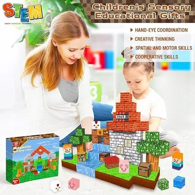 Zdjęcie produktu dla Magnetyczne Konstrukcyjne Klocki 100 Sztuk Dla Dzieci Montessori