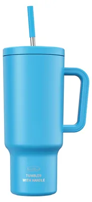 Thermosflasche 1,2 l mit Strohhalm, himmelblau, BPA-frei