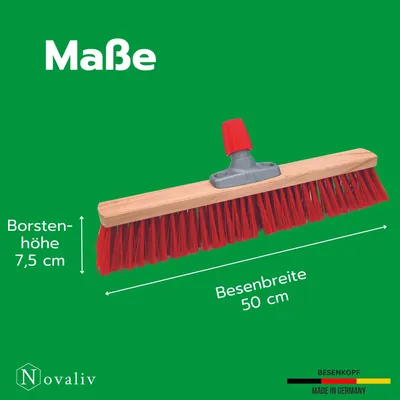 Obrázok produktu pre Novaliv metla na zametanie s násadou 50 cm Elastonové štetiny vrátane pozinkovanej zametacej súpravy pozostávajúcej z lopatky a ručnej kefy Ideálna ako záhradná metla Metla na terasu Metla na dvor Metla na stajňu Zametacia metla Vonkajšia metla