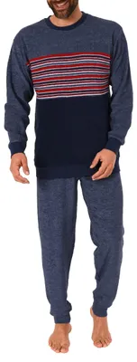 Produktbild von Edler Herren Frottee Pyjama, Schlafanzug mit Bündchen und Rundhals - 291 101 13 004 ; blau , 54