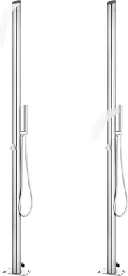 Produktbild von vidaXL Gartendusche mit Grauer Bodenplatte 225 cm Edelstahl