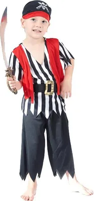 Produktbild von Kleiner Pirat Kinderkostüm Seeräuber schwarz-weiss-rot - 92/104 (3-4 Jahre)