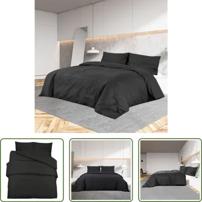 Produktbild von The Living Store Bettwäsche-Set Schwarz 200x200 cm Baumwolle