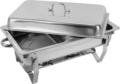 Produktbild von Chafing Dish - Speisenwärmer - Rechteckig - Edelstahl - 55,7 x 34 x 38,3 cm - Für Cafeteria Hotel Restaurant - Silber