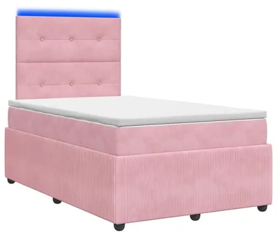 Immagine prodotto di Letto boxspring a LED con materasso Rosa 120 x 190 cm in velluto