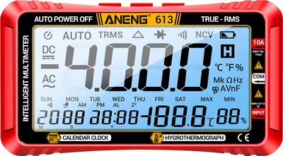 Produktbild von ANENG 613 3in1 Multimeter 4000 Zählt Ewiger Kalender Temperatur-Hygrometer Digitaler AC/DC-Strom Spannungswiderstand Kondensatortester - Rot