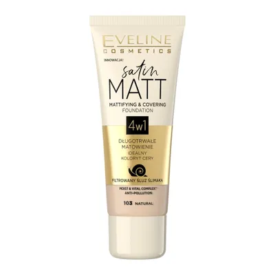 Image de Eveline Cosmetics Satin Matt – fond de teint, matifiant, couvrant, Teinte 103 natural