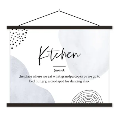 Produktbild von MuchoWow® Textilposter Sprichwörter - Zitate - Küche - Definition Küche - Wörterbuch 150x113 cm mit schwarzem Rahmen - Wohnzimmer
