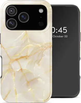 Productafbeelding van Selencia Vivid Backcover met MagSafe voor de Apple iPhone 18 Pro / 17 Pro - Golden Beige Marble