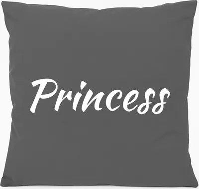 Produktbild von Huuraa Kissen Princess Schriftzug 40x40cm mit Füllung Steel Grey Baumwolle Dekokissen Geschenkidee