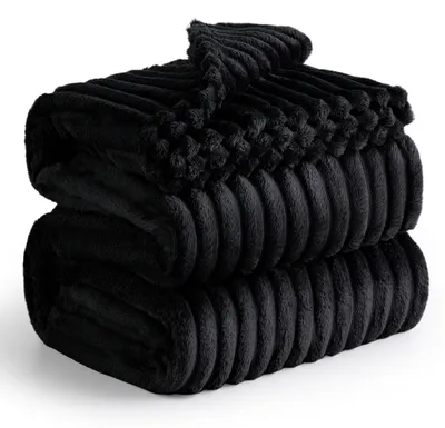 Produktbild von Kuscheldecke 230x270 Zimmer Deko - Tagesdecke, Schwarz