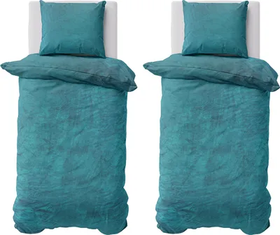 Produktbild von Winter Bettwäsche Teddy Plüsch 155x220 + 80x80 Bettbezug Cashmere Touch Nicki Uni / Wende Petrol, 4 teilig