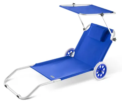 Produktbild von CASARIA® Sonnenliege Klappbar mit Rädern & Sonnendach 5-fach verstellbar Aluminium leichte Gartenliege Strandliege Balkon Terrasse Pool Camping