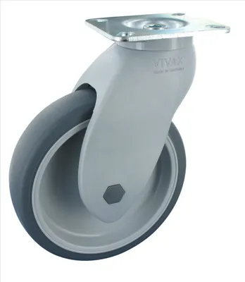 Produktbild von Kunststoff Lenkrolle ohne Feststeller 125mm TPE Gummi Anschraubplatte