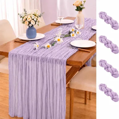 Produktbild von Set mit 4 lila Tischläufern aus Leinen – 55 x 300 cm