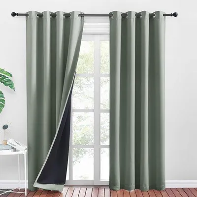 Image de Rideaux occultants épais - 100 % polyester - Lot de 2 - 140 cm x 240 cm