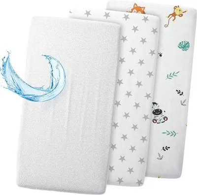 Produktbild von Kinderwagen Matratzenschutz Safari Weiß 120x60cm