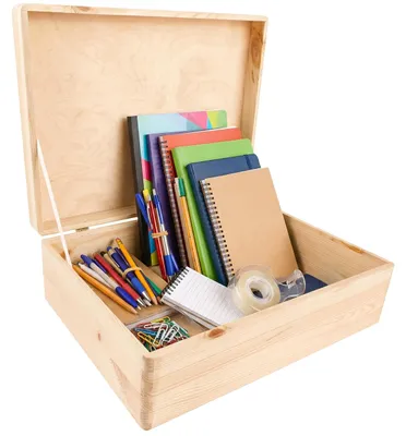 Obrázok produktu pre Solidchoice – Veľká drevená úložná krabica s vekom, 40 x 30 x 14 cm