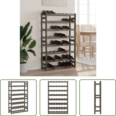 Produktbild von The Living Store Weinregal für 56 Flaschen Grau Massivholz Kiefer