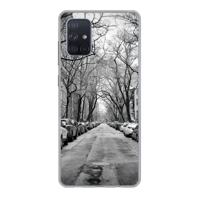 Produktbild von MuchoWow® Handyhülle Schutzhülle Hülle für Samsung Galaxy A51 Geparkte Autos in New York - schwarz und weiß Silikon Softcase Handy Hülle - Schutzabdeckung