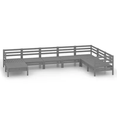 Produktbild von 8-tlg. Garten-Lounge-Set Massivholz Kiefer Grau