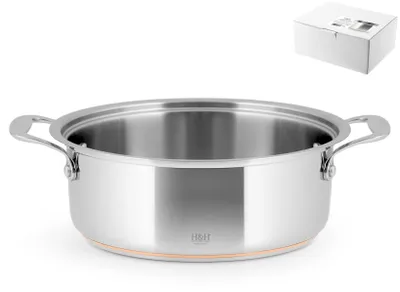 Image de H&h casserole basse en acier inoxydable 18/10 et cuivre, 26 cm