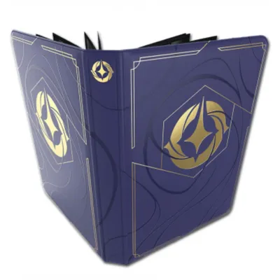 An open album with decorative elements on the cover.