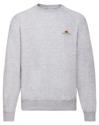 Produktbild von Fruit of the Loom Classic Raglan Sweat mit Vintage-Logo auf der Brust