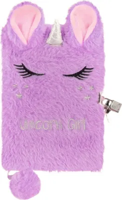 Immagine prodotto di Diario di peluche con lucchetto Unicorno viola Derform
