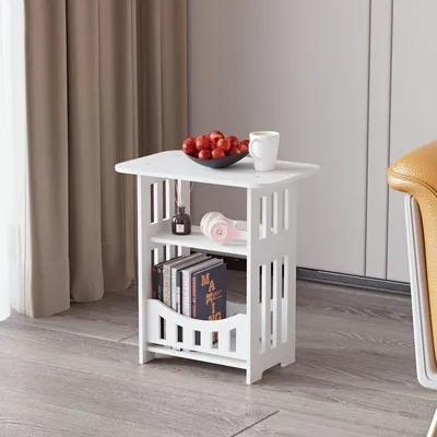 Obrázek produktu pro Odkládací stolek, noční stolek 3 úrovně, 32x22x40cm, konferenční stolek, konferenční stolek, rozkládací stolek, do ložnice, obývacího pokoje, bílý