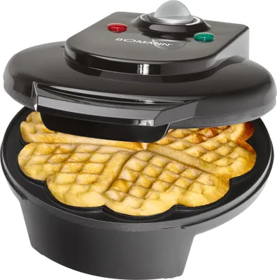 Produktbild von Bomann® Waffeleisen mit großen Backflächen | ⌀ 18 cm | Antihaftbeschichtung | Herzform | stufenlos regelbarer Bräunungsgrad | WA 5018 CB schwarz