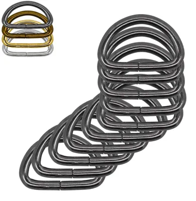 10 stabiler Halbringe D-Ringe Metallring anthrazit