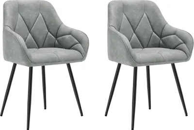 Produktbild von WOLTU 2er Set Esszimmerstühle, ergonomischer Sessel, aus Vintage-Kunstleder, Metallbeine, Grau