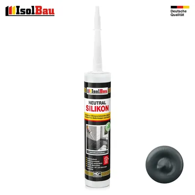 Isolbau Neutralsilikon Anthrazitgrau 300 ml Natursteinsilikon Dichtstoff Fugen Innen Außen