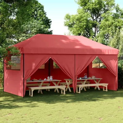 Image de Tente de réception Pop-Up pliante avec 4 panneaux latéraux rouge bourgogne