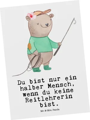Produktbild von Mr. & Mrs. Panda Postkarte Reitlehrerin Herz - Weiß - Geschenk, Ansichtskarte, Ansichtskarten, Postkarten, Grußkarte, Fotokarte