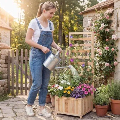 Zdjęcie produktu dla Ceramiczna donica z kratką – do ogrodu – z systemem wentylacyjnym – dla roślin o głębokim systemie korzeniowym – wysokość 123 cm – z kamienia naturalnego