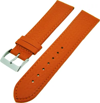 Produktbild von Uhrenarmband Kalbsleder flach mit Naht Orange 20mm Dornschließe