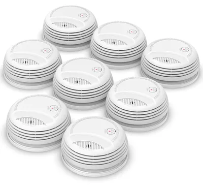 Productafbeelding van Rookmelders, met foto-elektrische sensor, 85 dB alarmsterkte, 8 stuks