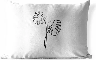 Produktbild von MuchoWow® Outdoor Kissen - Monstera - Pflanzen - Strichzeichnung - 60x40 cm - Wetterfest - Lounge Kissen - Zierkissen - Kissen für Innenräume
