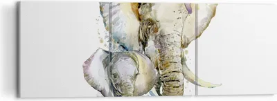Produktbild von Bild auf Leinwand - Leinwandbild - Elefanten tier safari afrika - 120x40cm - Wand Bild - Wanddeko - Leinwanddruck - Bilder - Kunstdruck - Wanddekoration - Leinwand bilder - Wandkunst - CA120x40-2884