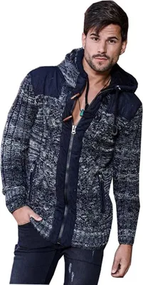 Immagine prodotto di Giacca a maglia grossa CARISMA CRM7342, nuovissima, giacca norvegese con cappuccio foderato in pelliccia, nera, taglia M