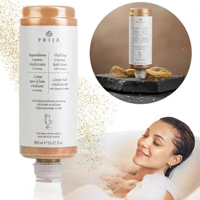 Obrázek produktu pro PRIJA Výživný koupelový gel s částečkami zlata, krémová pěna, ženšen, náplň do dávkovače 360 ml 3x360ml