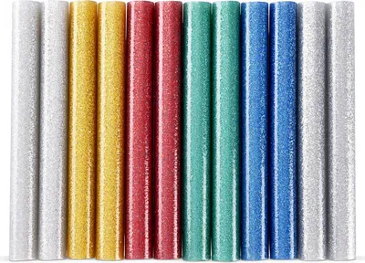 Produktbild von 12x Heißklebestick bunt glitzernd (6 Farben x 2 Stück) Ø 11x100mm