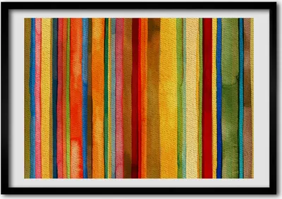 Produktbild von Bild - Bilder - Bilderrahmen - 70 cm x 50 cm - MDF-Rahmen, Wandkunst bunte Streifen