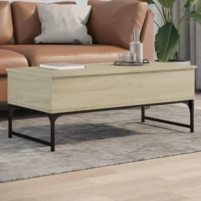 Produktbild von Design Couchtisch Sonoma-Eiche 100x50x40 cm Holzwerkstoff und Metall, Couchtische 2024 Neu