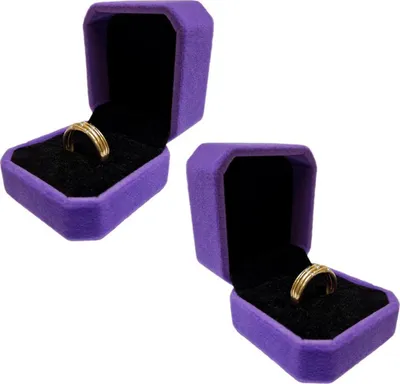 Immagine prodotto di 2 x scatola per anelli di fidanzamento/scatola per anelli scatola per anelli di fidanzamento scatola per gioielli per matrimonio/san Valentino scatola regalo scatola per gioielli proposta di matrimonio custodia per anelli di matrimonio custodia per gioielli viola