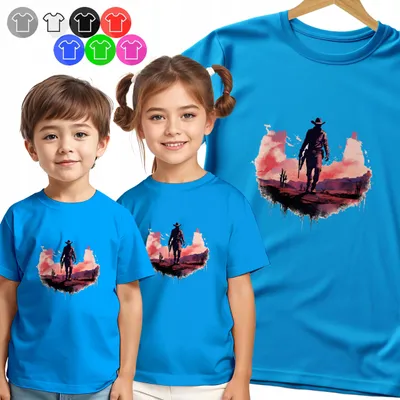 Produktbild von Kinder T-Shirt - KOWBOJ SYLWETKA PUSTYNIA für Jungen - L